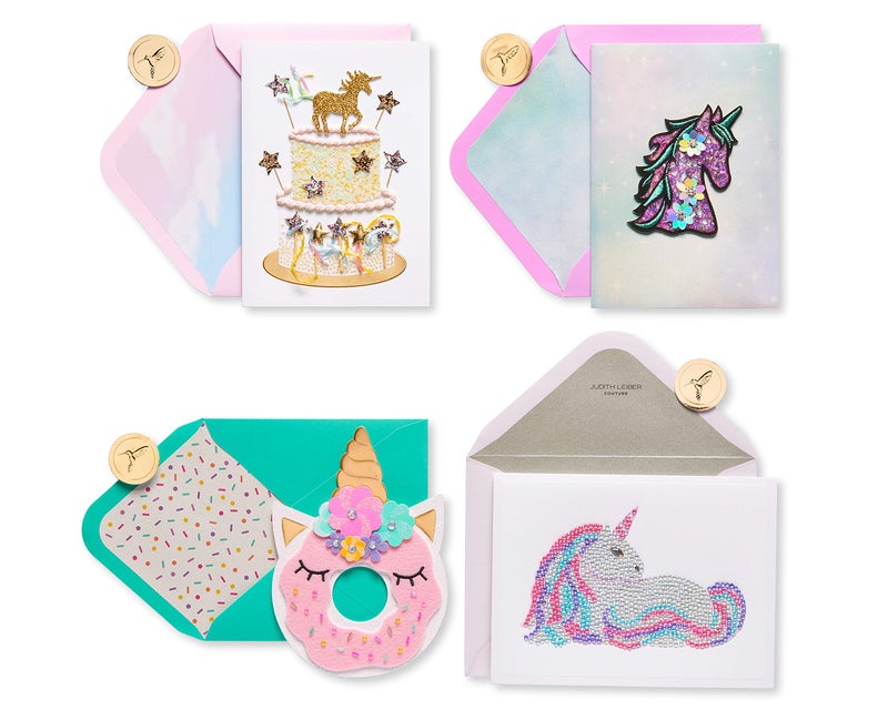 Papyrus Birthday Card Assortment, Rainbow Unicorns (4-Count) - Image 1